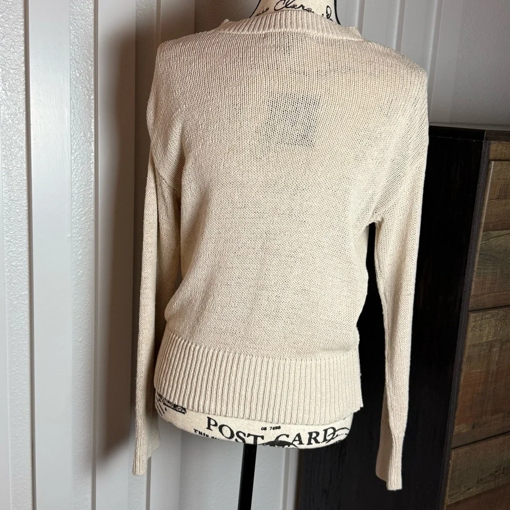 Banana Republic‎ XS Cream Cotton Sweater Minimalist Crewneck Capsule - Picture 4 of 10